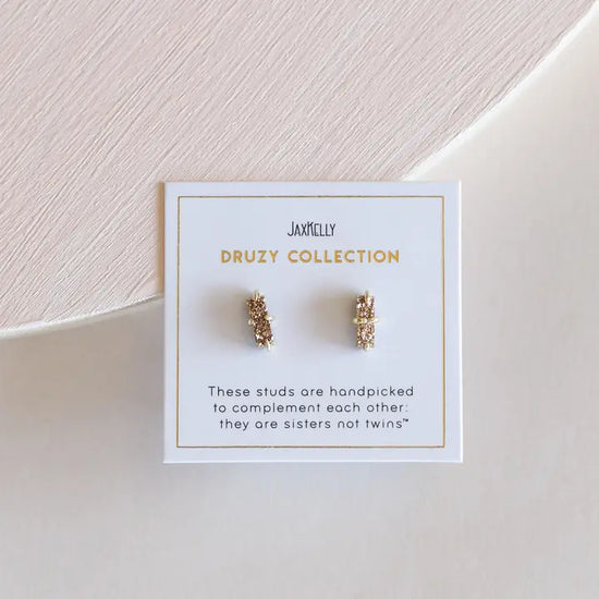 Druzy Rose Gold Bar Studs