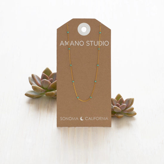 Turquoise Beaded Chain Necklace