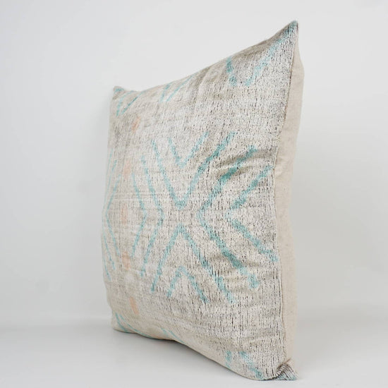 Multicolor Diamond Handmade Ikat Silk + Velvet Pillow