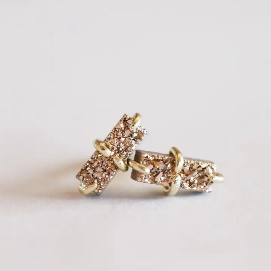 Druzy Rose Gold Bar Studs