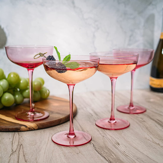 7oz Rose Colored Coupe Glass