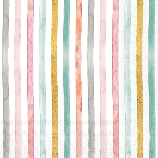 Flamingo Fever Stripe Rose Cocktail Napkins