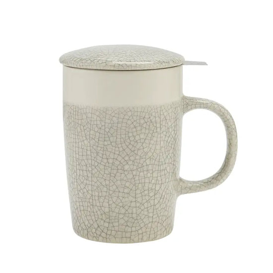 White Crackle Tea Infuser Mug