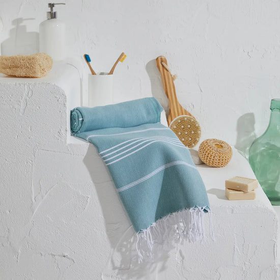 Sky Blue Striped Turkish Towel