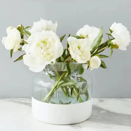 White Colorblock Flower Vase