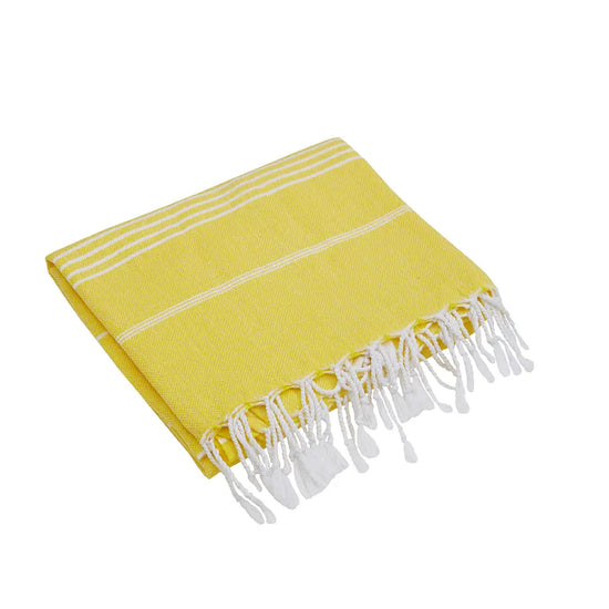 Lemon Yellow Striped Turkish Towel