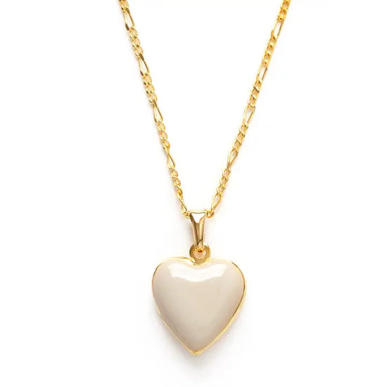 Large Cream Enamel Heart Locket