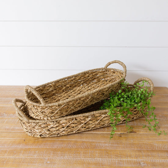 Oval Woven Seagrass Trays with Handles