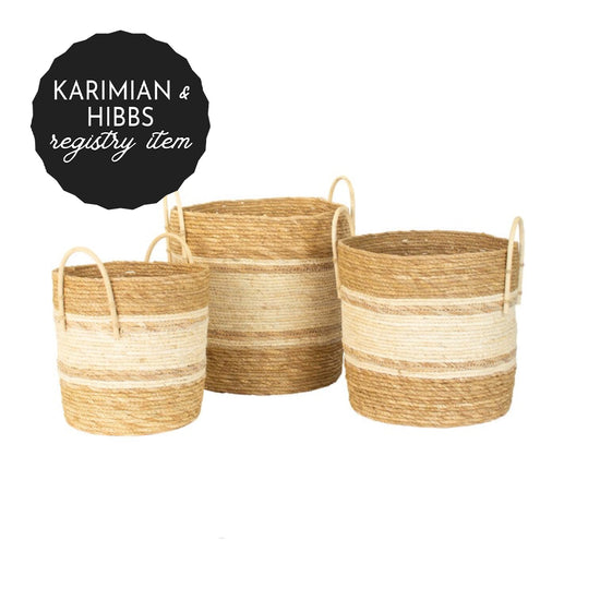 *REGISTRY ITEM: Small Two Toned Natural Round Basket*