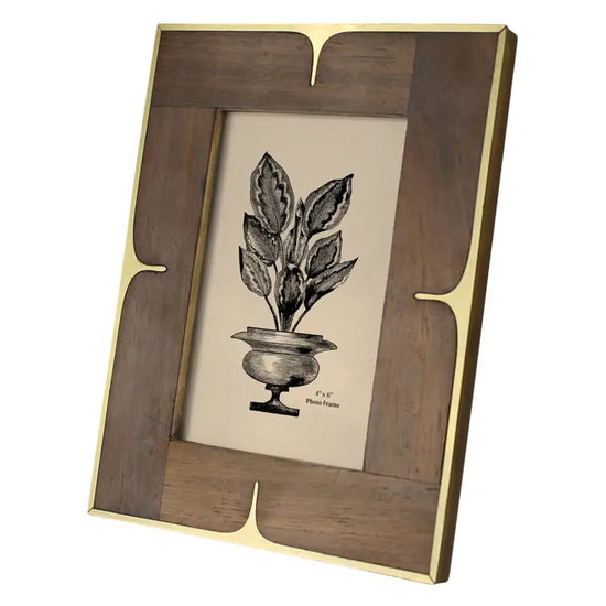 4 X 6 Wood & Brass Picture Frame