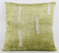 Green + White Ikat Silk + Velvet Pillow