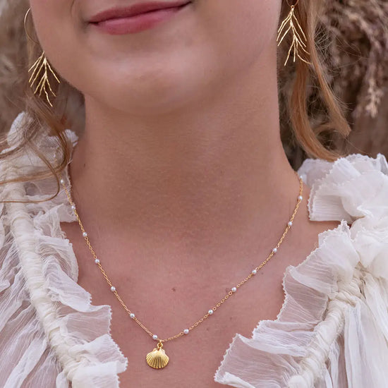 Scallop Shell + Pearl Necklace