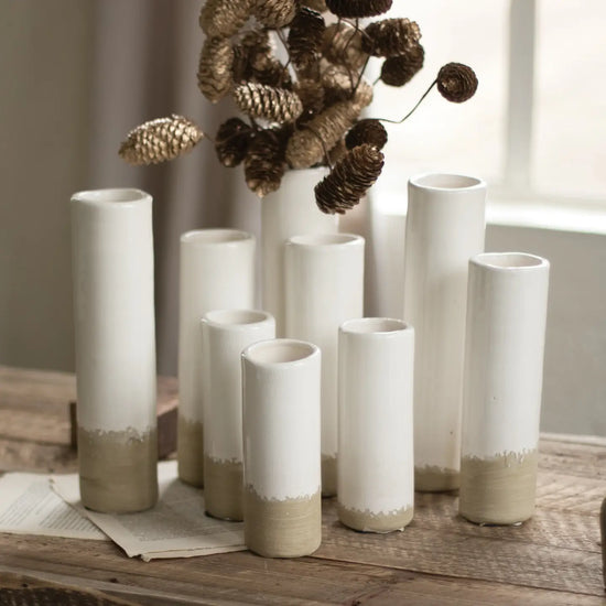 White Ceramic Cylinder Bud Vase