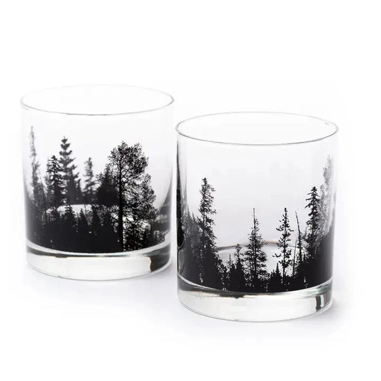 S/2 Forest Landscape Whiskey Glasses