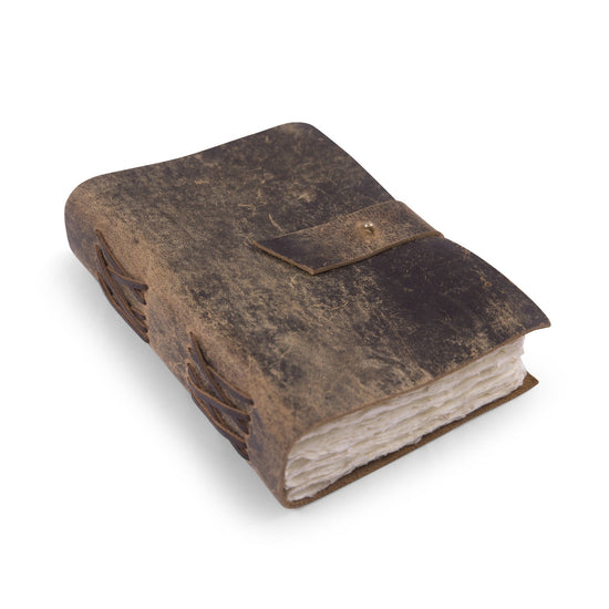 Large Scratched Brown Leather Journal