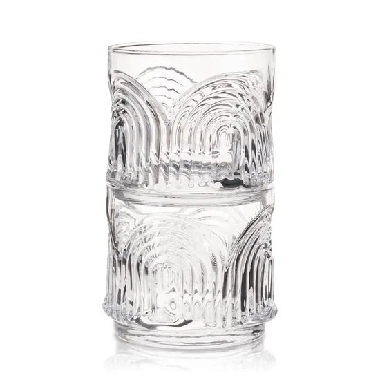 S/2 Deco Beau Crystal Lowball Tumblers