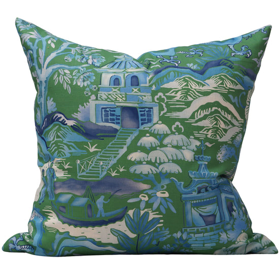 22" Green & Blue Gardens of Chinoise Pillow