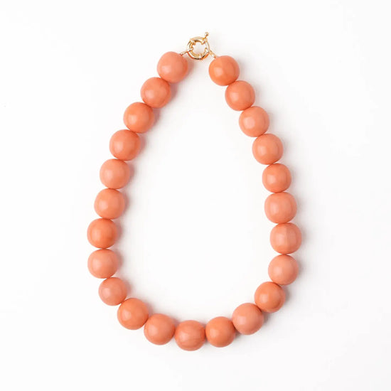 Coral Iris Large Resin Bead Necklace