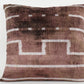 Brown Geometric Handmade Ikat Silk + Velvet Pillow