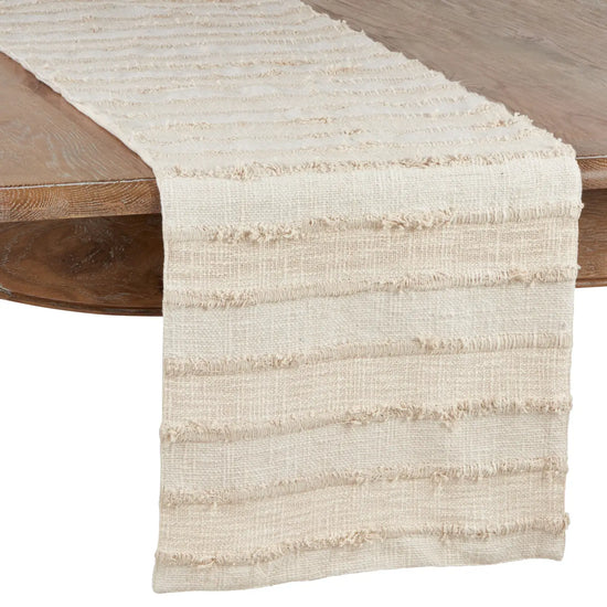 Ivory Fringe Stripe Runner