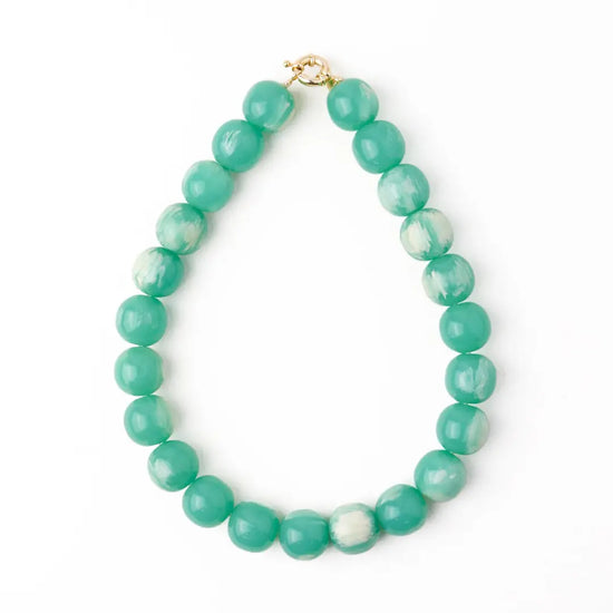 Aqua Iris Large Resin Bead Necklace