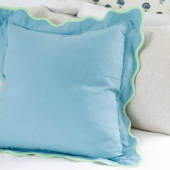 Aqua + Mint Darcy Linen Square Pillow