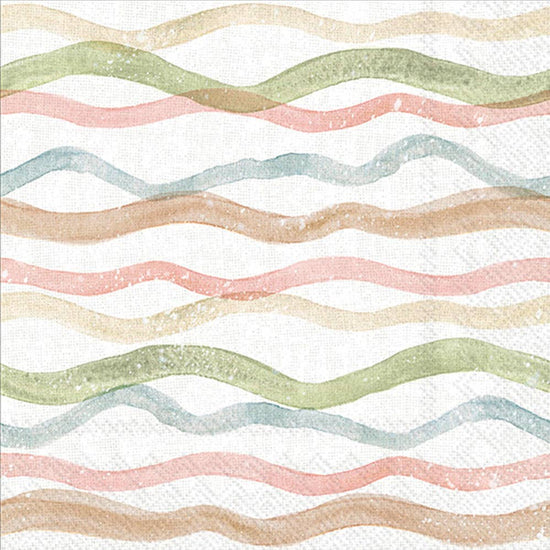 Peach Watercolor Waves Paper Cocktail Napkins