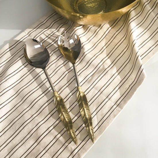 S/2 Aluminum + Gold Leaf Salad Servers