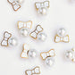 White Tuxedo Bow Pearl Stud
