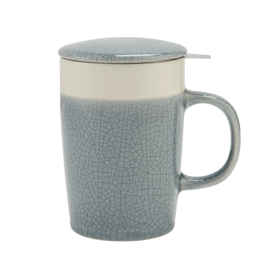 Slate Blue Crackle Tea Infuser Mug