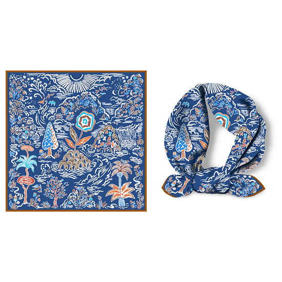 Blue Sweet Satin Square Scarf