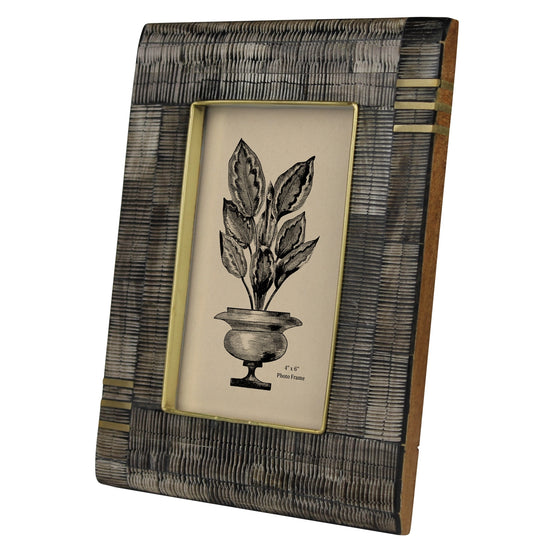 4x6 Acacia, Horn & Brass Frame