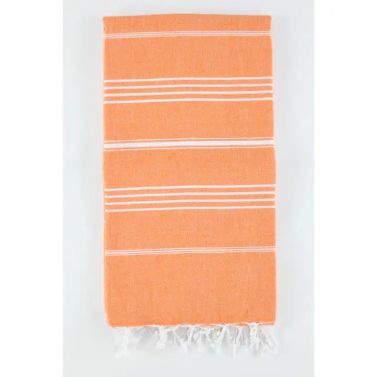 Orange Turkish Classic Striped Peshtemal Towel