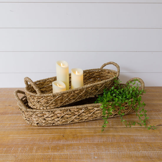 Oval Woven Seagrass Trays with Handles