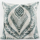Deep Teal + White Handmade Ikat Silk + Velvet Pillow
