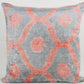 Blue + Pink Handmade Ikat Silk + Velvet Pillow