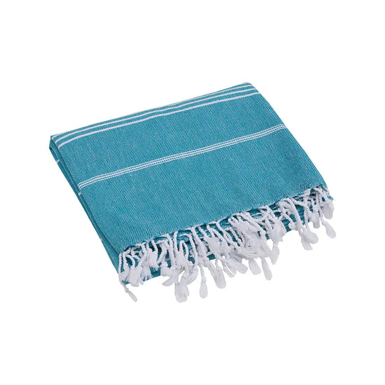 Teal Striped Turkish Towel