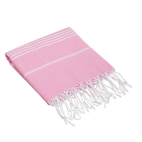 Light Pink Striped Turkish Towel