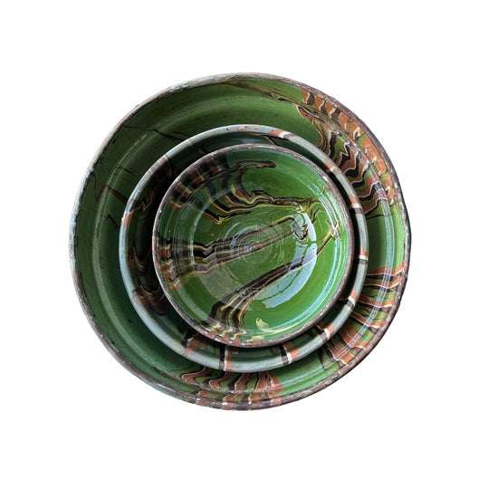 Marbleized Green Cottage Crafted Bowl