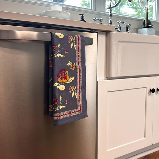 French Pansy Tea Towel