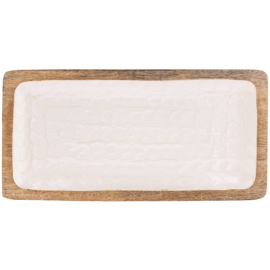 16.25" Mother of Pearl + Wood Tray