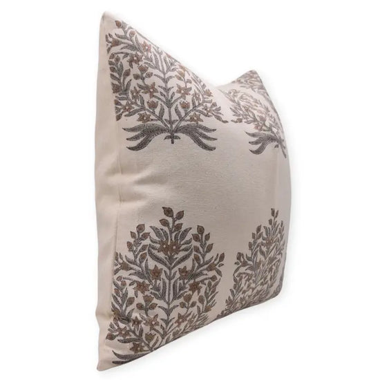 Warm Grey Block Print Pillow