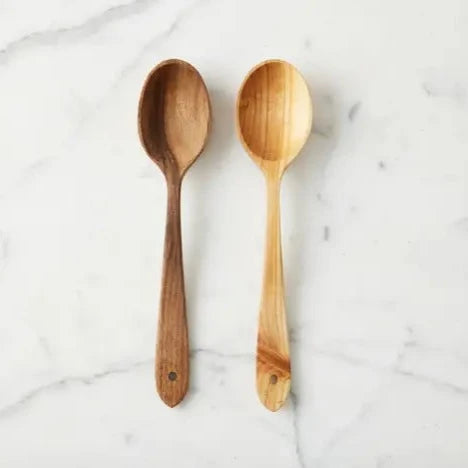 Large Fruitwood Serving Spoons