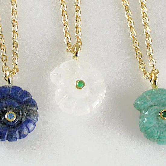 White Quartz Gemstone Shell Necklace