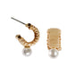 Mini Natural Raffia and Pearl Huggie