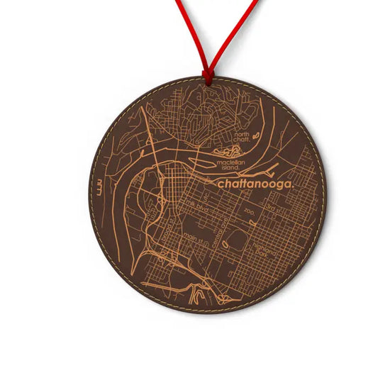 Rustic Brown Leather Chattanooga Ornament