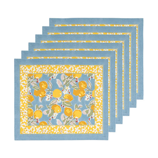 S/6 Citron Blue + Yellow Placemats