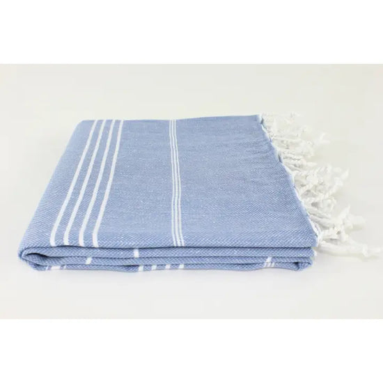 Denim Blue Turkish Classic Striped Peshtemal Towel
