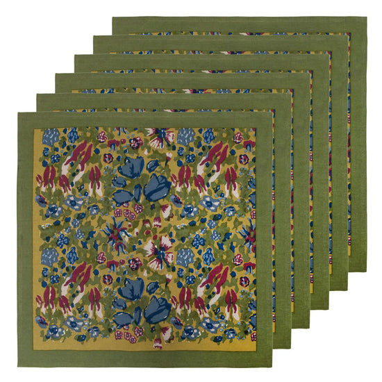 S/6 Blue + Vert Jardin Napkins