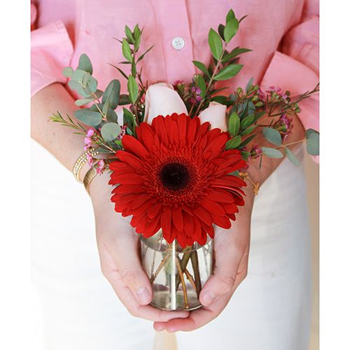 Fresh Flower Arrangement - Red Valentine's Mini Vase